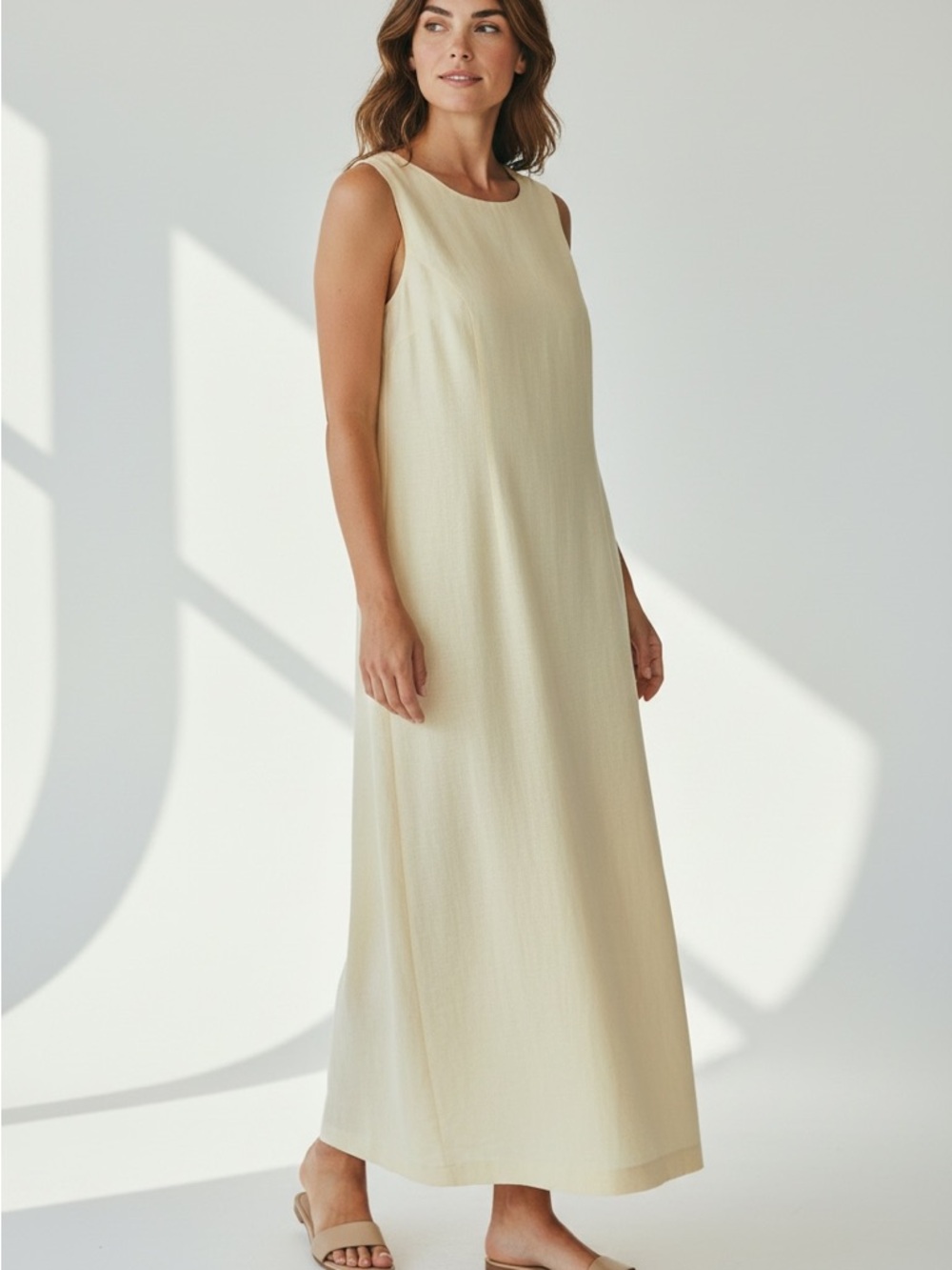 Kathie Lee Collection Sleeveless Cream Maxi Dress